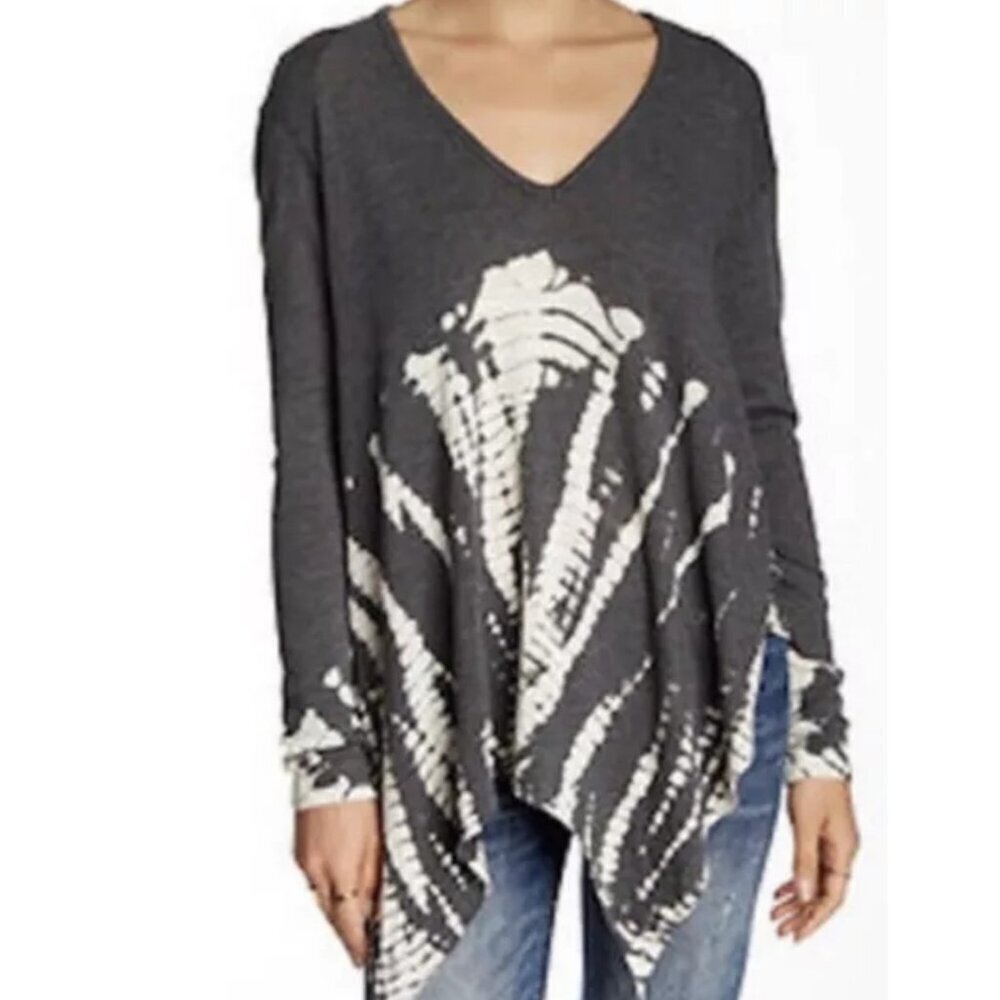 Young Fabulous & Broke Gray Tie Dye Knit Top Size XS Cotton Blend Sweater